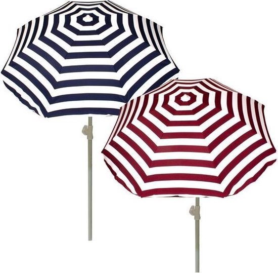 Summertime - Strandparasol 180 cm - Blauw / Rood