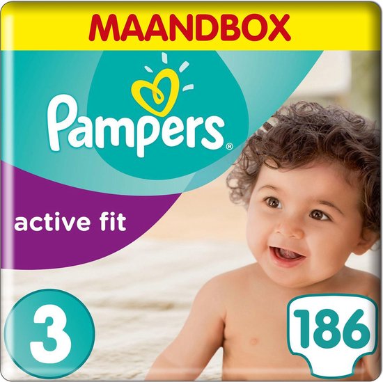 Pampers Active Fit Maat 3 (Midi) 5-9 kg - Maandbox 204 stuks - Luiers