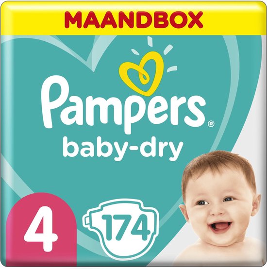 Pampers Baby-Dry Luiers - Maat 4 (9-14 kg) - 174 stuks - Maandbox