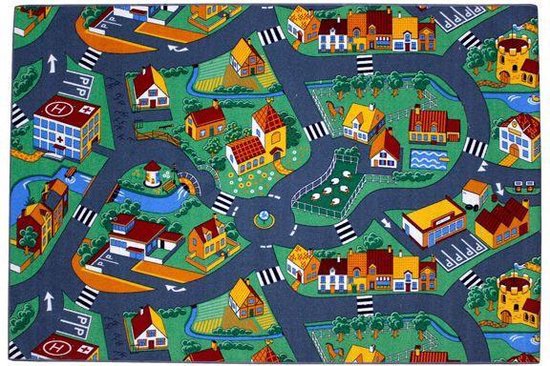 Village - Speelkleed - Multi - Verkeerskleed - 140 x 200 cm