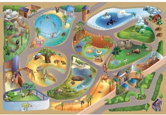 Groot speelkleed dierentuin 100x150