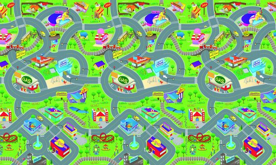 Eddy Toys speelmat - verkeer - 120 x 100 x 0,3 cm - eva-schuim