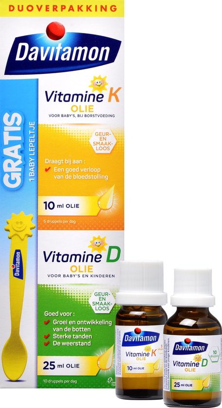 Davitamon Baby Eerste Vitamines – Vitamine D3 olie en Vitamine K Olie - 25ml + 10ml