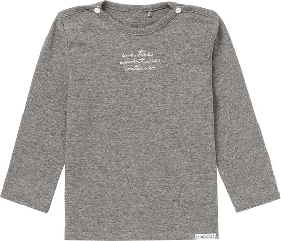 Noppies Tee Puck Text - Anthracite Melange - Maat 50