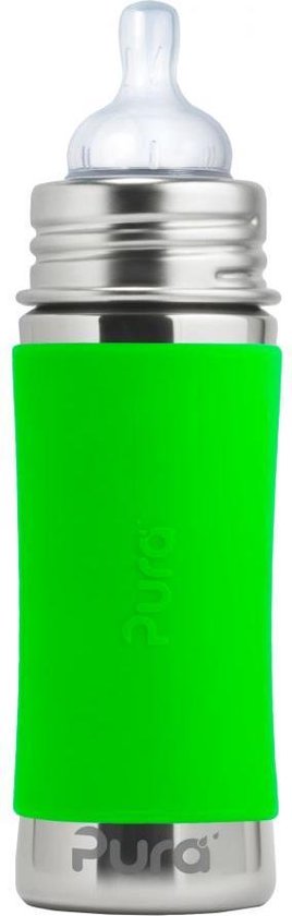 Pura Kiki speenfles 325 ml inclusief groene sleeve en reisdop
