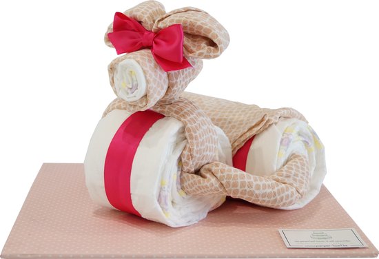 Luiertaart - Pampertaart Meisje Fiets – 21 Pampers – Roze