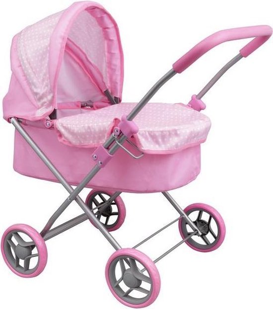 Poppenwagen 2 in 1 Kinderwagen + draagmand  Trendy pink