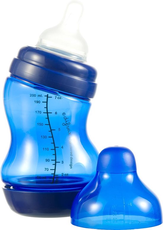 Difrax S-babyfles - breed - 200 ml - Donker blauw
