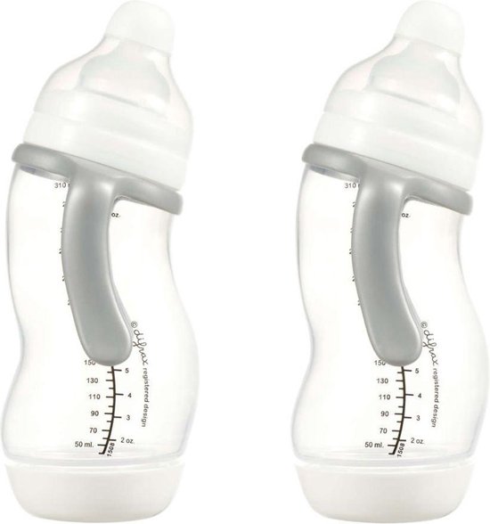 Difrax Anti-Colic Papfles XL Wide - 310 ml - Wit/Transparant - 2 stuks