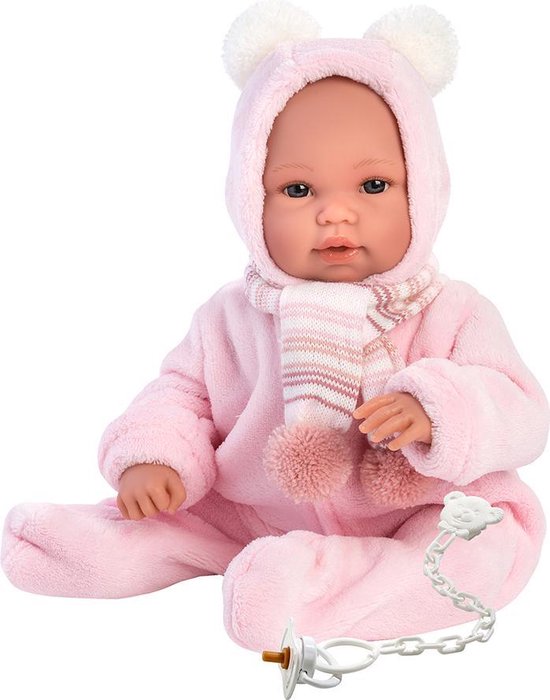 Llorens babypop softbody 35 cm met geluid rug draagzak en speen