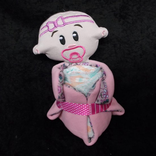 Pampertaart / Luiertaart Baby Roos knuffeldoekje + pampers