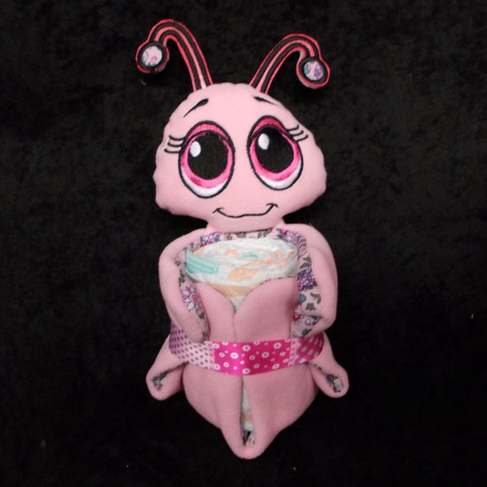 Pampertaart / Luiertaart Bijtje Roos knuffeldoekje + pampers