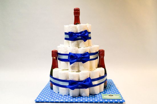 Luiertaart - Pampertaart Jongen 3 Laags Mini Cava - 51 Pampers - Blauw