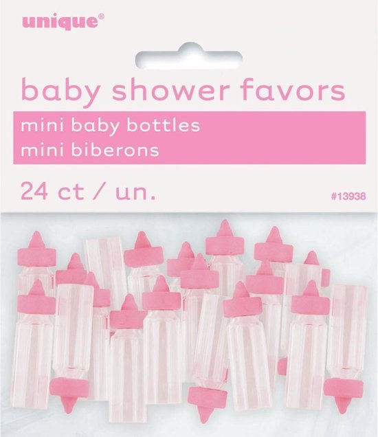 Uitdeelcadeautjes Kleine Baby Flesjes Roze 24st