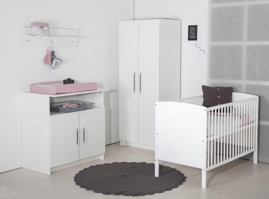 Babykamer Tess Dicht - Babybed & Commode & Kledingkast - Verstelbare bodem