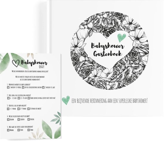Babyshower Gastenboek met 20 GRATIS Babyshower Quizkaarten! - Babyshower Invulboek - Babyshower Boek