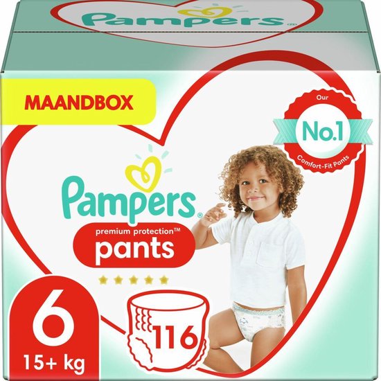 Pampers Premium Protection Pants Luierbroekjes - Maat 6 (+15 kg) - 116 Stuks - Maandbox