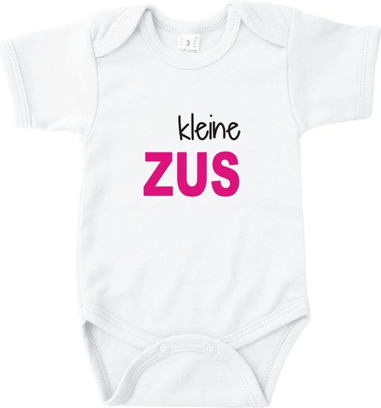 Baby Rompertje Kleine Zus - Wit - Maat 50/56 - zwangerschap aankondiging - bekendmaking zwangerschap - Kraam cadeau - Babygeschenk - Romper