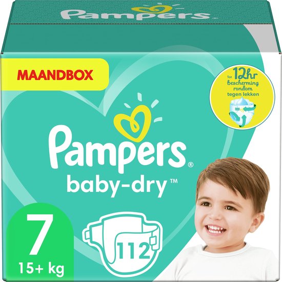 Pampers Baby-Dry Luiers - Maat 7 (+15 kg) - 112 Stuks - Maandbox