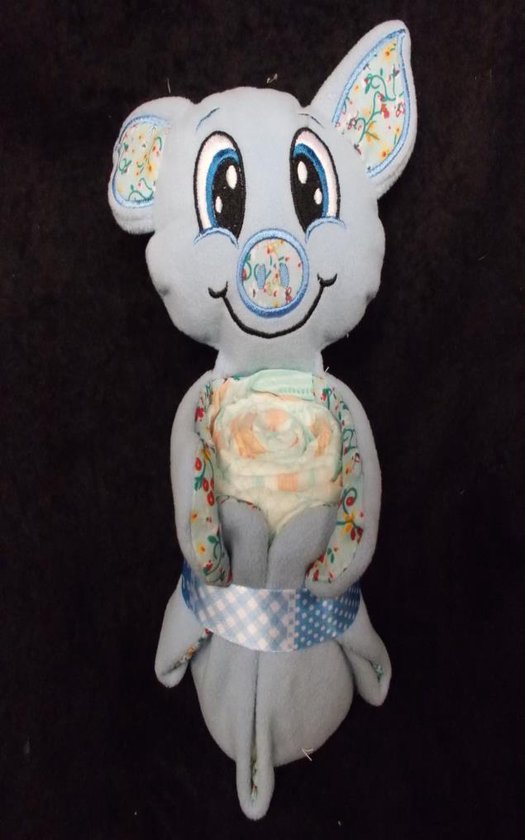 knuffeldoekje varkentje blauw met pampers