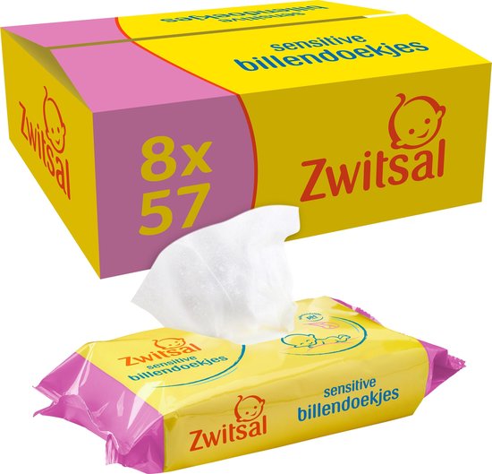 Zwitsal Sensitive Billendoekjes - 8 x 57 stuks - Voordeelverpakking