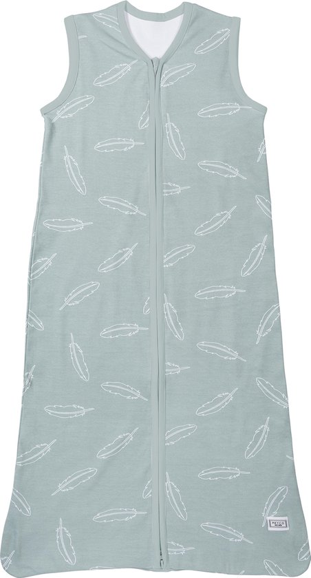 Meyco Feathers babyslaapzak - 110cm - stone green/wit