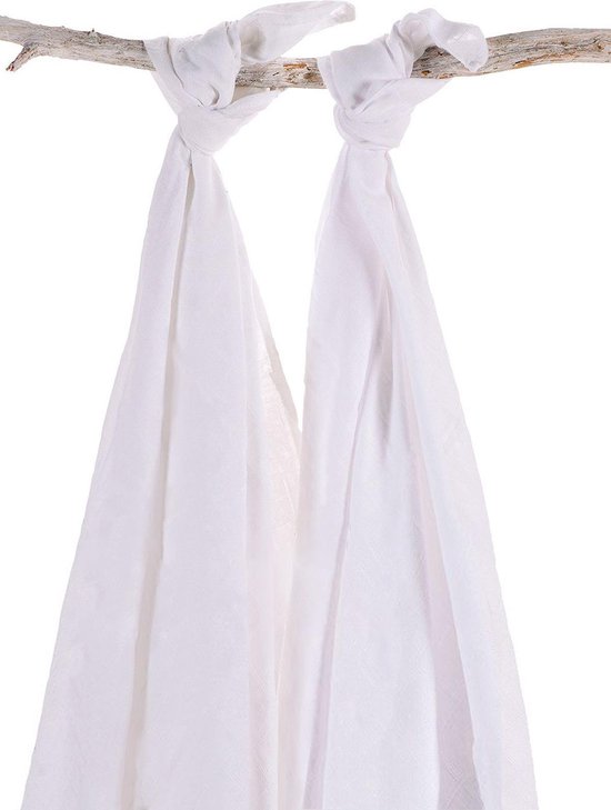 Briljant Baby Inbakerdoek Swaddle Hydrofiel 120 x 120 - Uni - Wit - 2 Stuks