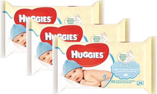 Huggies Pure - Babydoekjes - 56 doekjes - 3 pakken
