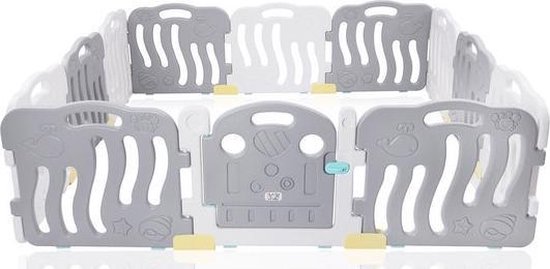Extra grote grondbox, kruipbox, speelbox, playpen, baby, peuter en kind afscherming - Grijs Wit
