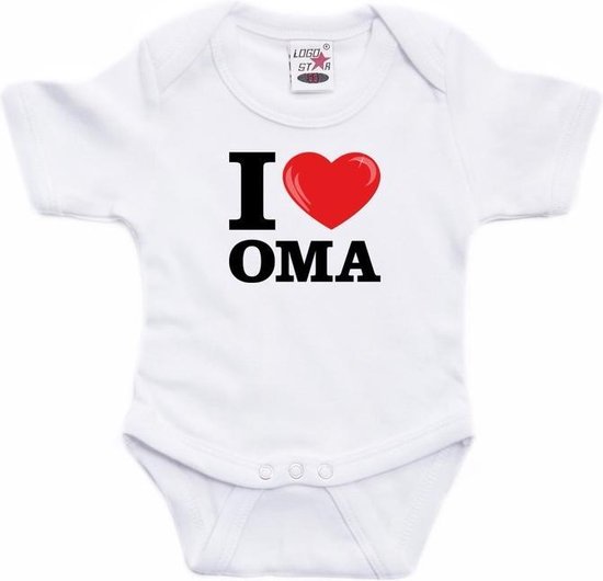 Wit I love Oma rompertje baby - Babykleding 56 (1-2 maanden)