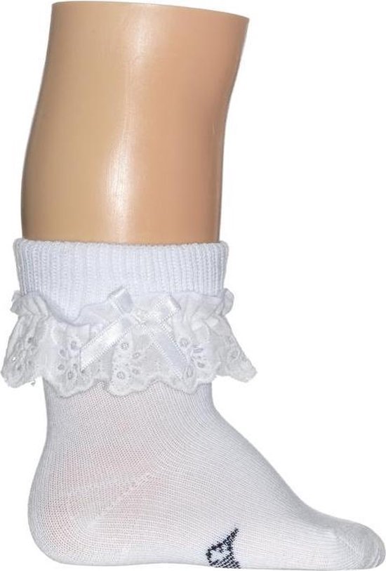 Bonnie Doon  - Baby's - Sokken  - Lace Cuff Sock  - Wit - Maat 0-4 (2 Paar)