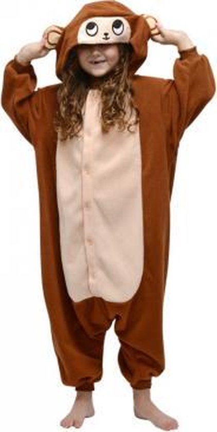 KIMU Onesie aap peuter pakje chimpansee monkey - maat 86-92 - apenpakje romper pyjama