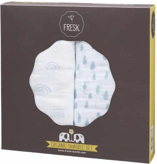 Fresk muslin swaddles large Rainbow ether blue