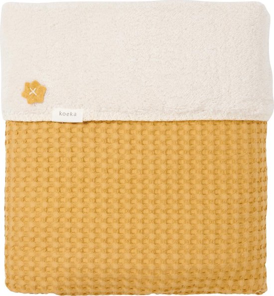 Koeka Wiegdeken wafel/teddy Oslo - ochre/pebble 75x100cm
