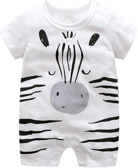 Meisjes en jongens romper met korte mouwen | Maat 62/68 - Zebra
