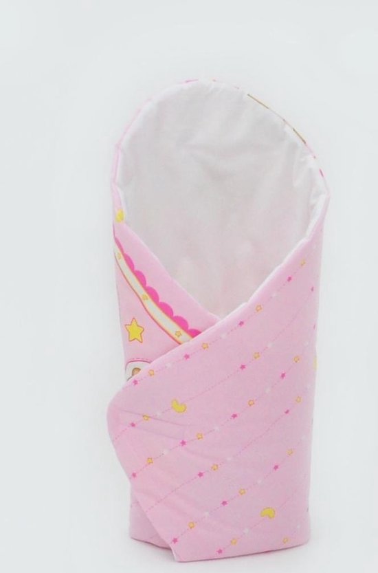 Inbakerdoek - Baby swaddle - 80x80cm - goodnight beertjes roze
