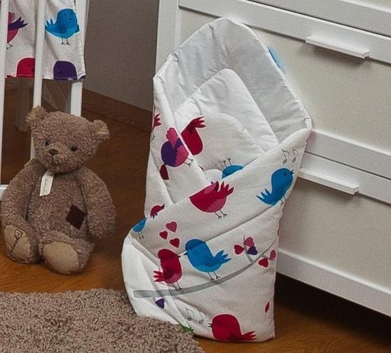 Inbakerdoek - Baby swaddle - 80x80cm - kleurijke vogels