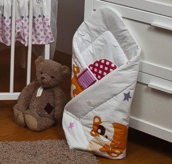 Inbakerdoek - Baby swaddle - 80x80cm - teddybeer rood