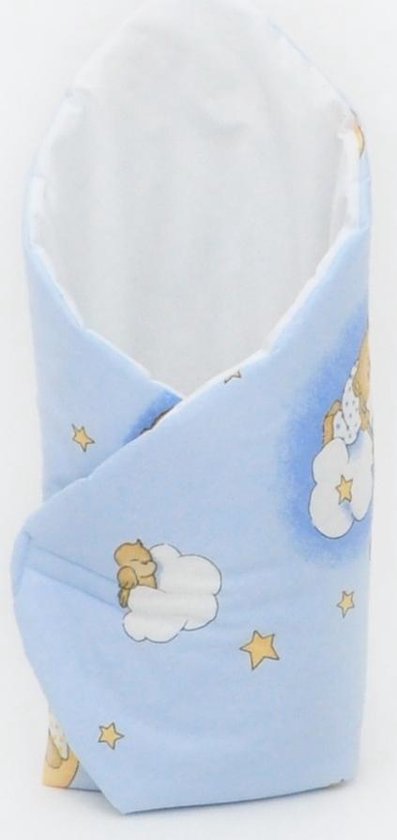 Inbakerdoek - Baby swaddle - 80x80cm - beertjes met hemel blauw