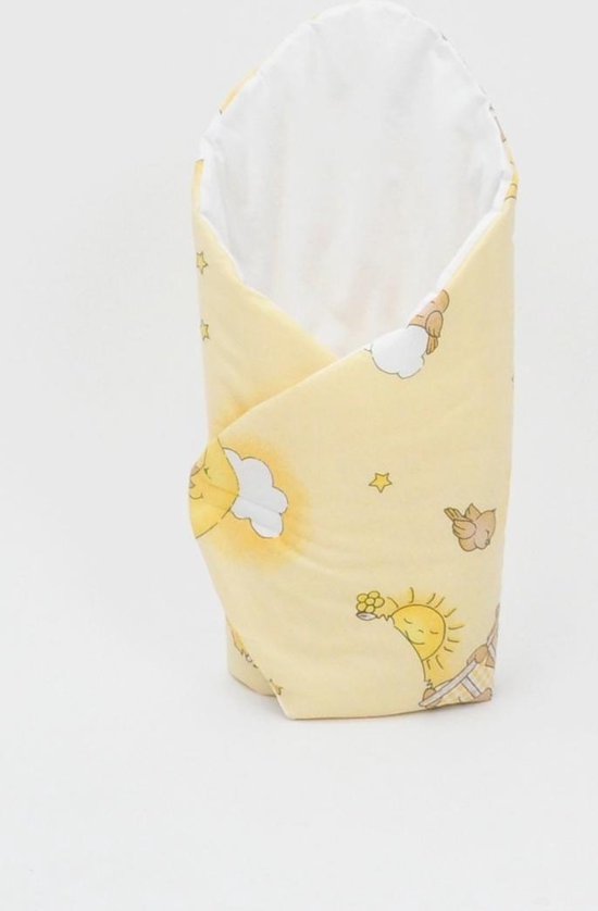 Inbakerdoek - Baby swaddle - 80x80cm - beertjes met hemel geel