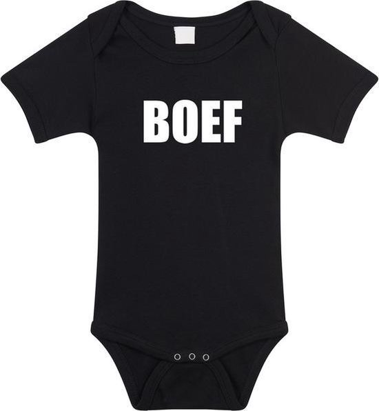 Boef tekst baby rompertje zwart jongens en meisjes - Kraamcadeau - Babykleding 68 (4-6 maanden)
