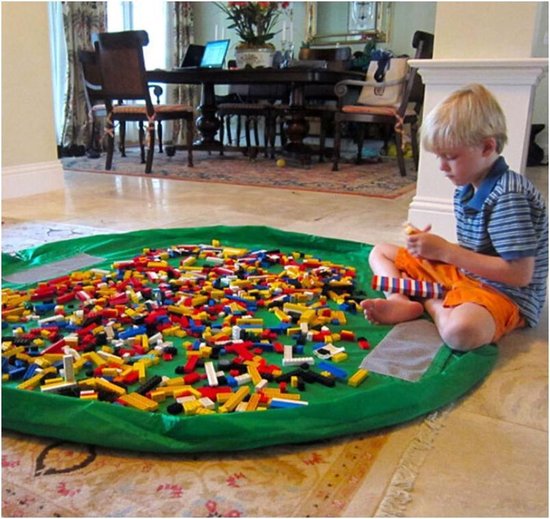 2 in 1 Speelgoed Opberg Kleed | Speelgoed Organizer | Speelmat voor Kinderen | Opbergzak Speelkleed | Diameter 1.5 Meter | Kleur Groen