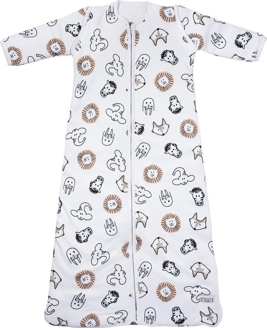 Meyco Animal babyslaapzak met afritsbare mouw gevoerd - 90 cm