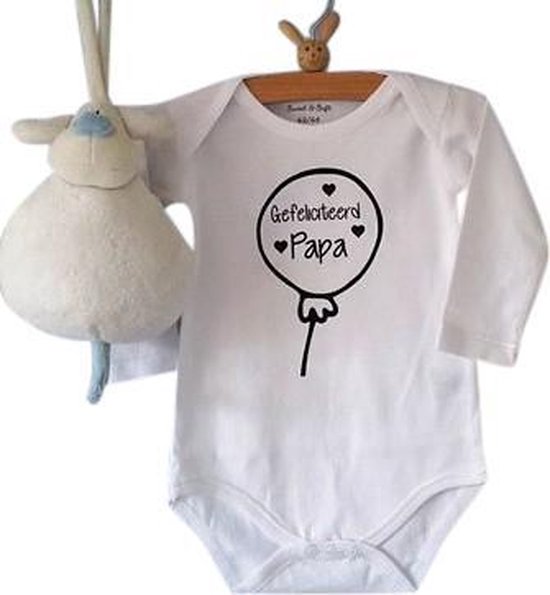 Rompertje verjaardag Gefeliciteerd Papa! | Lange mouw | wit | maat 50/56