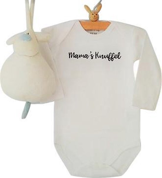 Rompertje Baby  Mama's Knuffel | Lange mouw | wit | maat 62/68