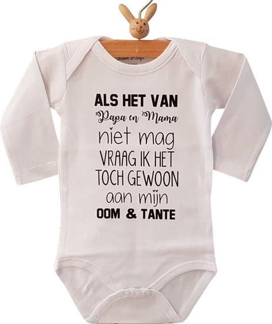 Romper oom en tante - Wit - Maat 62/68 - Baby Rompertje met bekendmaking zwangerschap aanstaande jongen meisje unisex