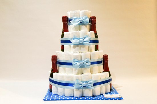 Luiertaart - Pampertaart Jongen 4 Laags Mini Cava - 98 Pampers - Blauw