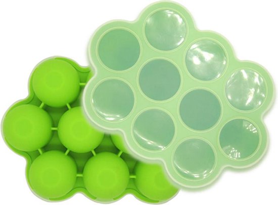 Babyvoedsel bewaarbakjes Siliconen - 10 porties babyvoeding bewaren en invriezen - Groen