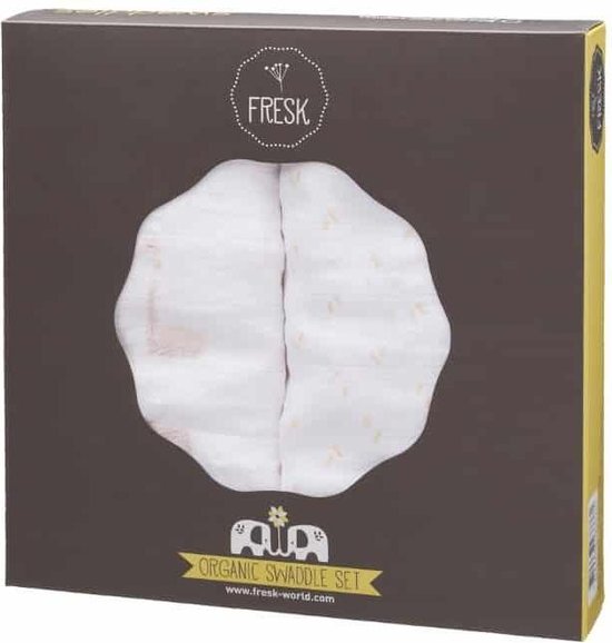 Fresk muslin swaddles large Swan pale peach