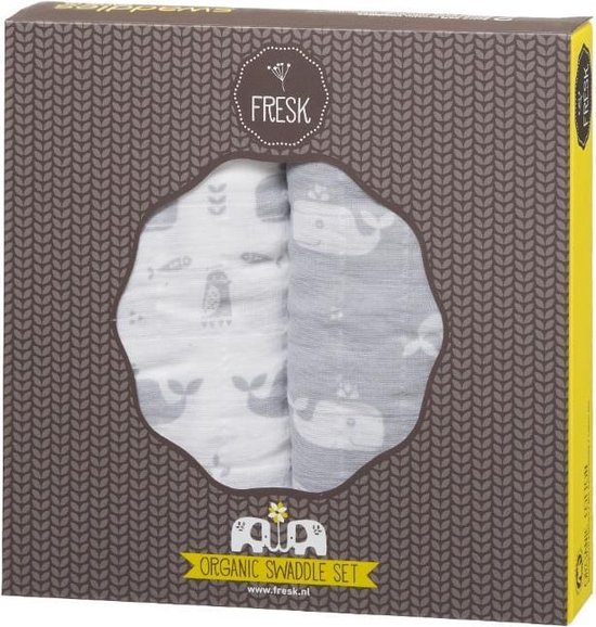 Fresk inbakerdoeken Whale Dark Grey 120x120 cm set van 2